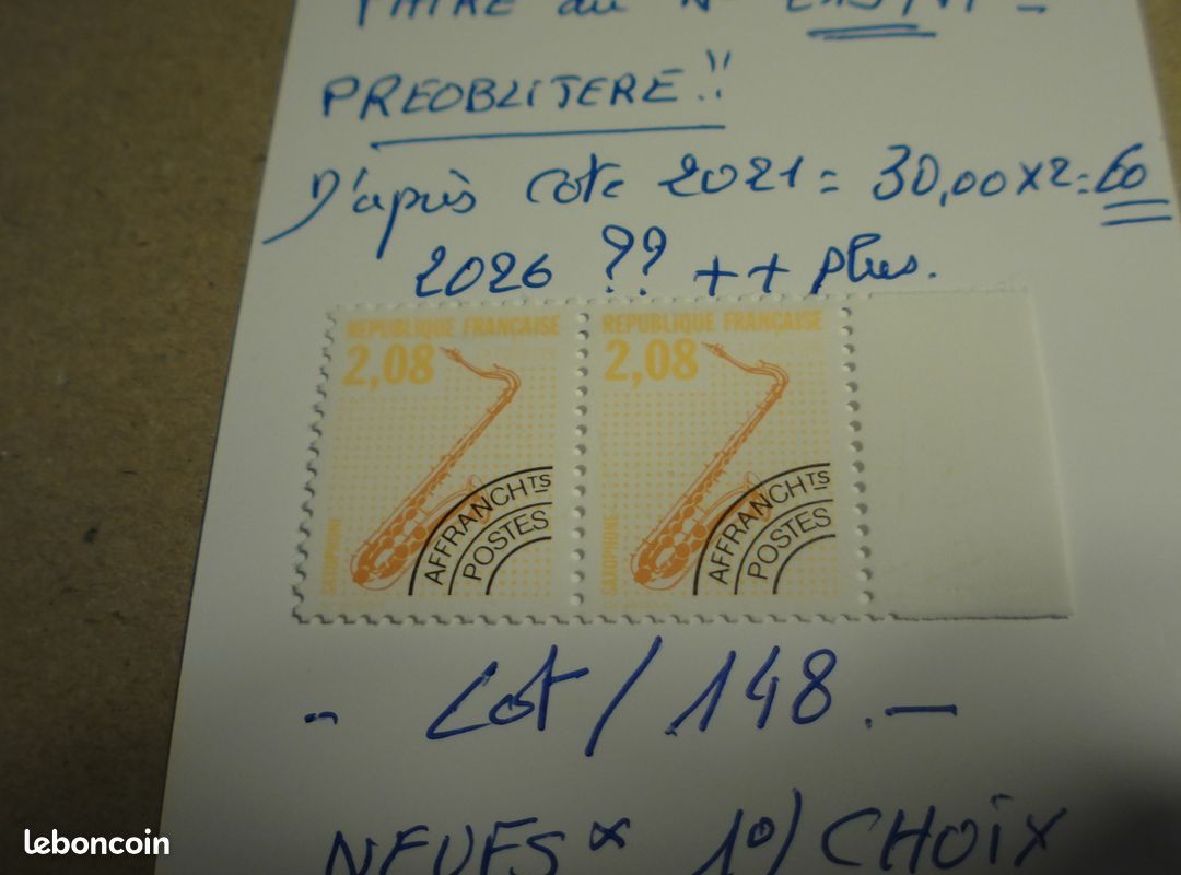 2 Timbres PREOB/ N° 215/a (en Dentelé 12 ) (image 2)