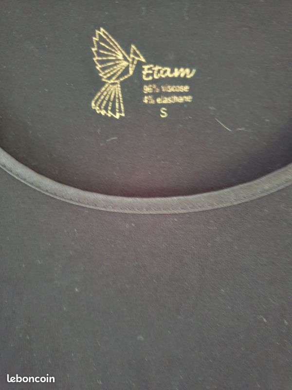 T-shirt noir m.longues T.S Etam (image 3)