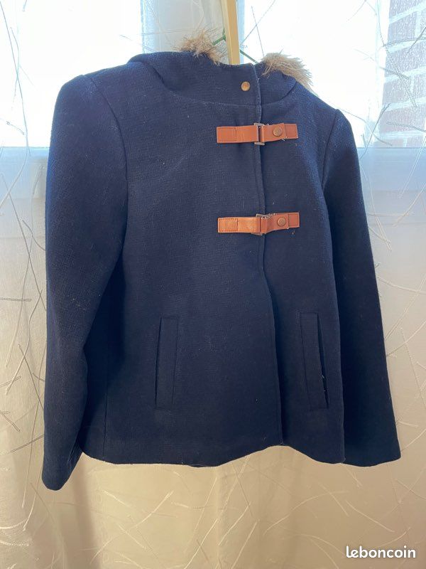 Manteau bleu marine à capuche 10 ans (image 1)
