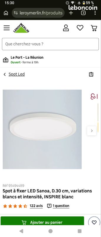 Luminaire plafonnier LED 30cm 3600lumen intensité variable+3 blancs (image 1)