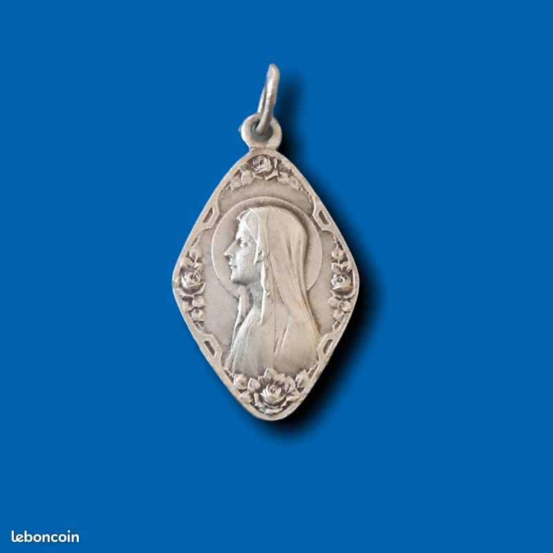 ANCIENNE MÉDAILLE RELIGIEUSE Argent Vierge Marie Notre Dames De Lourdes