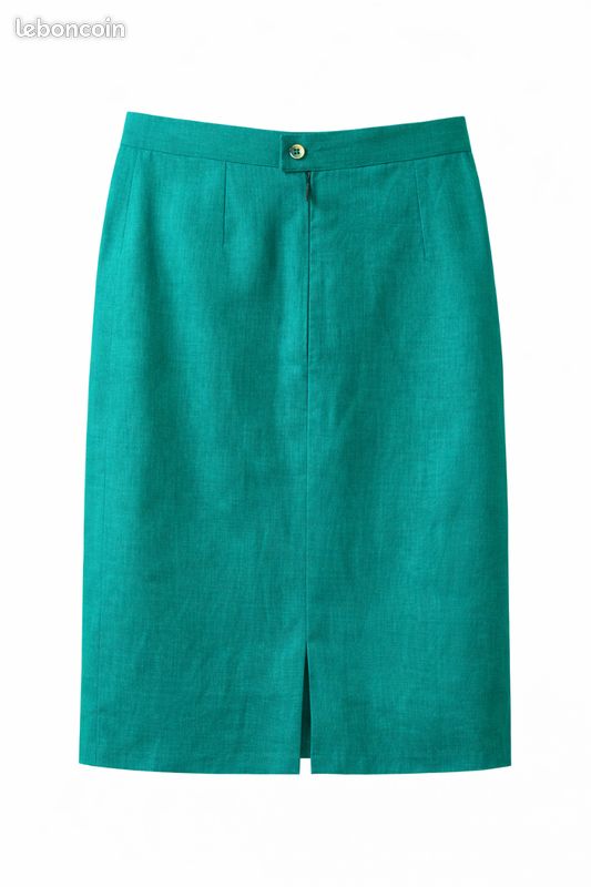 Ensemble tailleur Yves Saint Laurent Variation – Vintage années 80/90 – Lin vert – État parfait (image 2)