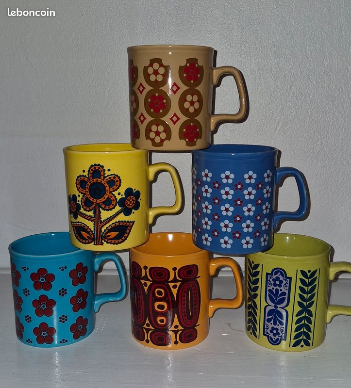 Lot de Mugs Années 70 - Vintage (image 1)