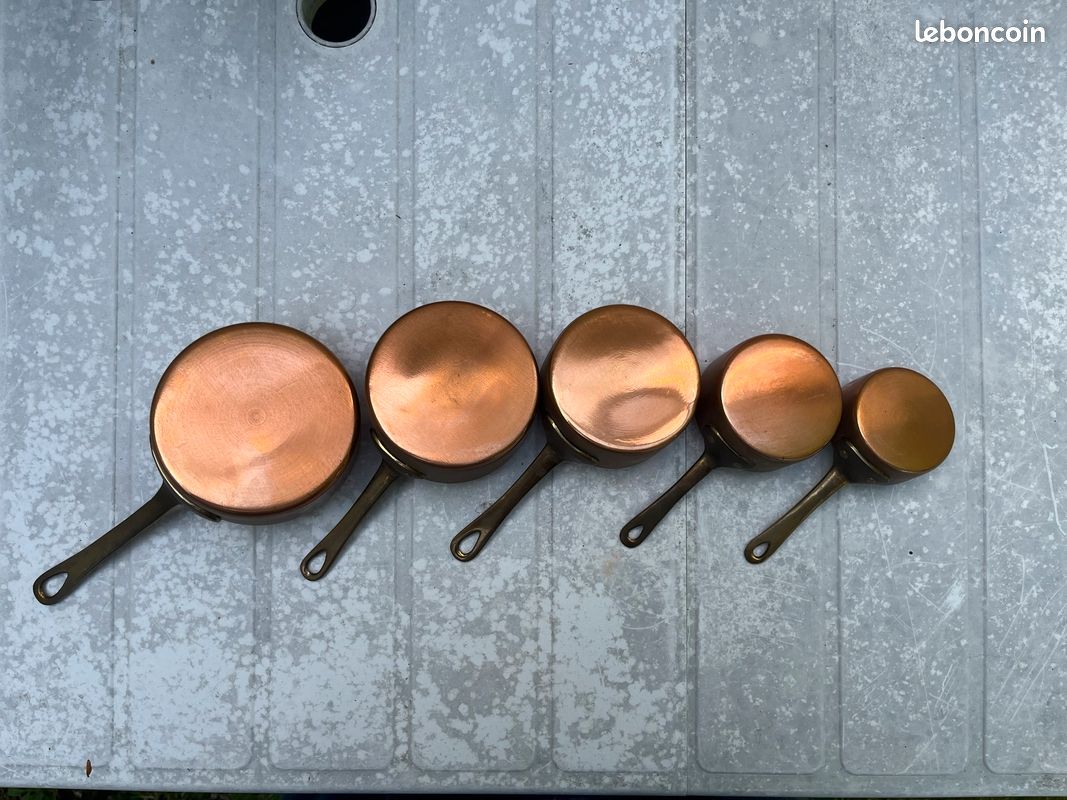 Lot de 5 petites casseroles en cuivre (image 1)