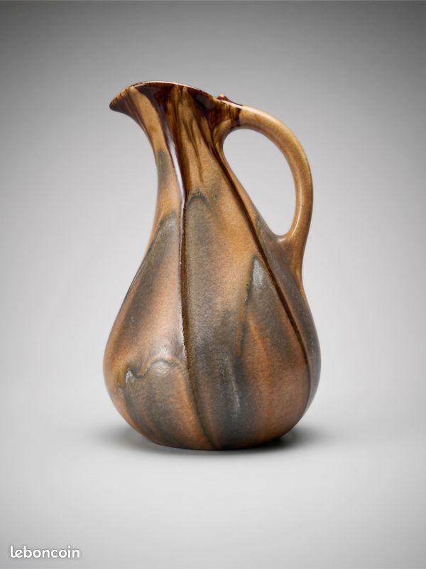 Vase pichet moderniste en céramique émaillée – Faïencerie de Thulin Belgique – modèle 199 – années 30/50 (image 1)