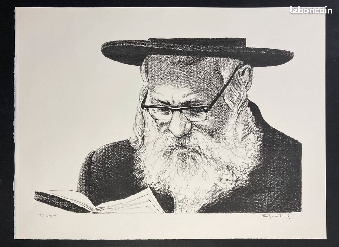 Henri EISENBERG "Rabbin qui lit" Lithographie signée & numérotée (image 1)