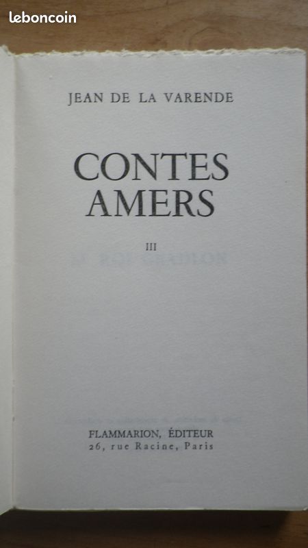 Jean DE LA VARENDE : CONTES SAUVAGES - CONTES FERVENTS - CONTES AMERS (image 3)