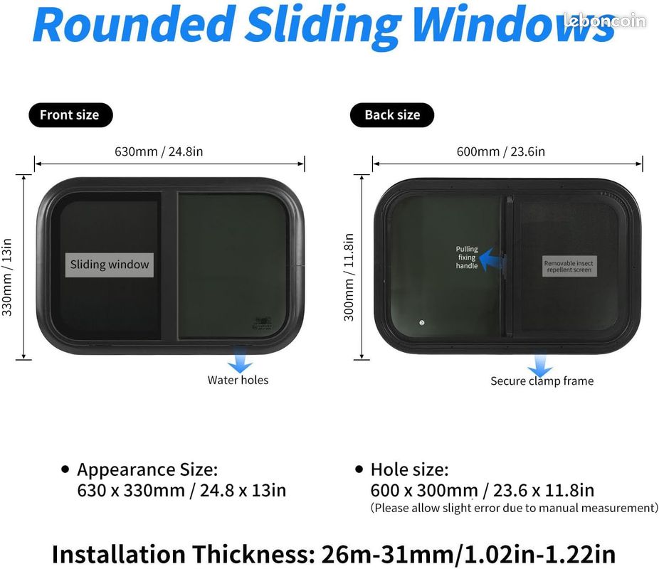 Fenêtre Basculante Pour Caravane 700 X 300 Mm Avec Grille De Fenêtre