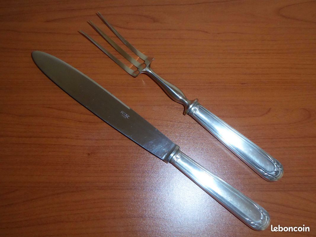 Couvert à gigot ancien métal argenté - Arts de la table