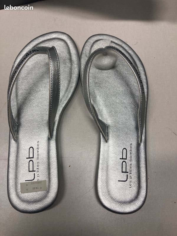 Chaussures Femme Claquettes LPB TANGO Argent Taille 38 Chaussures