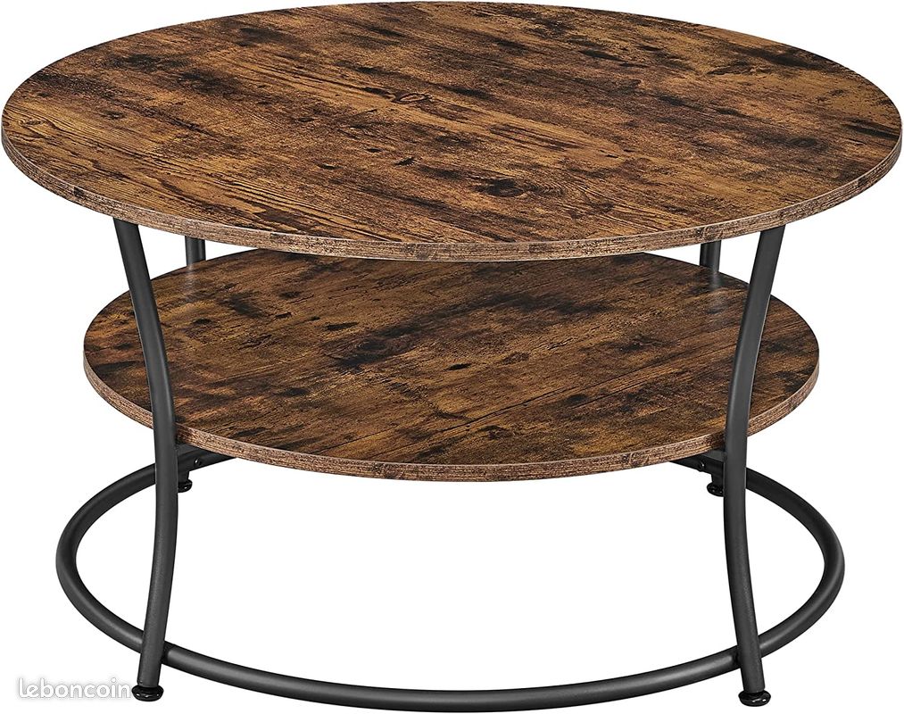 Table Basse, Table à Cocktail Ronde avec étagère (image 2)