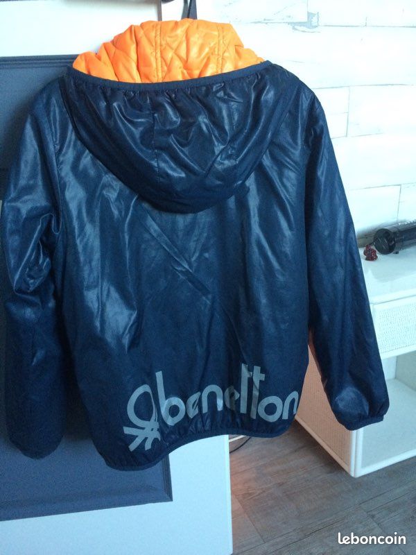 Veste garçon Benetton marine avec touche d Orange (image 3)