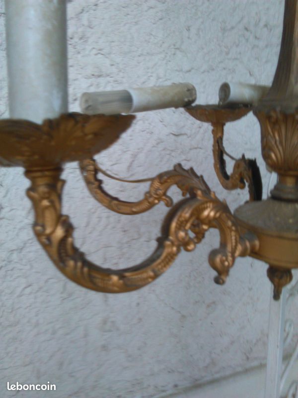 Ensemble 1 lustre et 2 appliques bronze et pampilles (image 14)