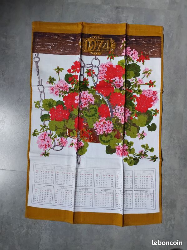 Torchon calendrier vintage année 1974 - Linge de maison