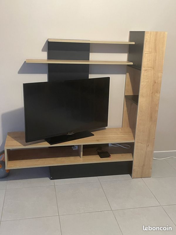 Meuble TV Noir & Bois clair - BUT (image 1)