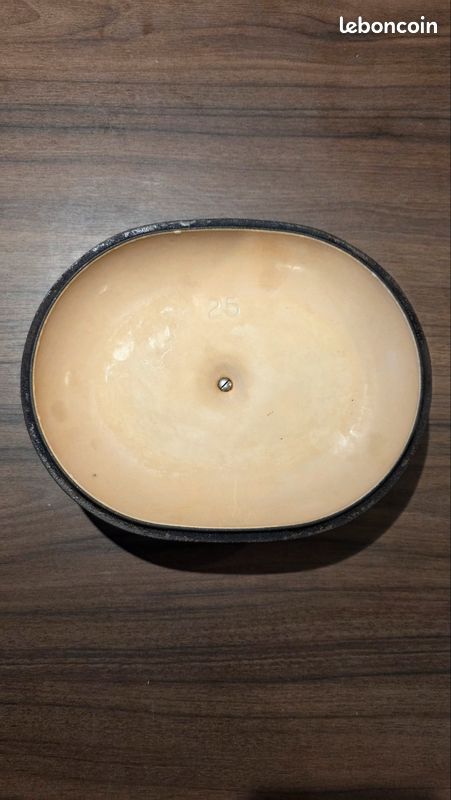Plat à gratin ovale, Le Creuset, Enzo Mari N°:29 marron clair dégradé brillant, Vintage