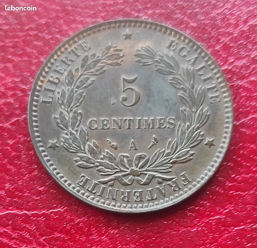 Monnaie FRANÇAISE CERES 5CTS 1897A bronze Etat SPL (image 2)