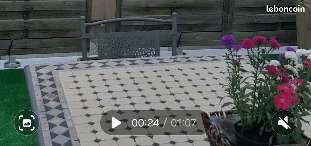 Table de jardin plateau mosaique + 4 chaises (image 2)