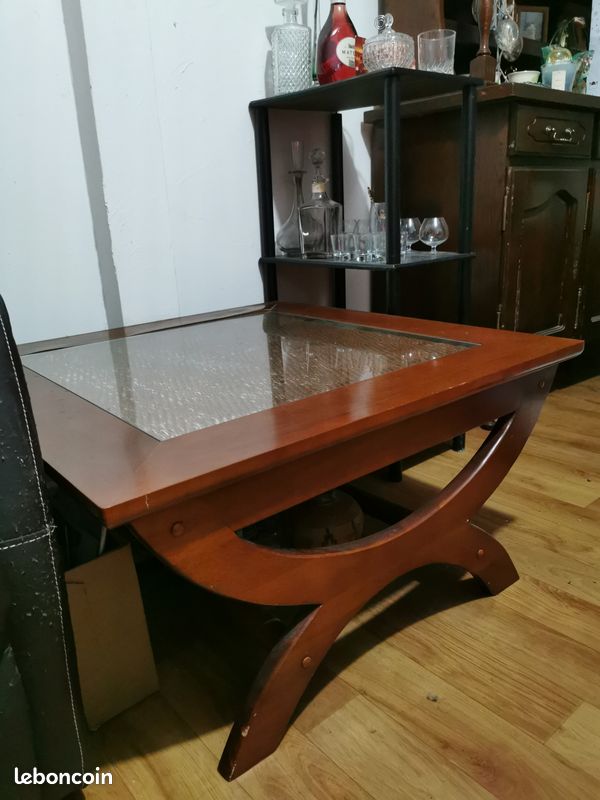 Table basse acajou et verre (image 2)