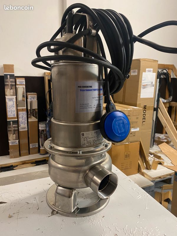 POMPE RELEVAGE EAU USEE PRO INOX 1100W MONO 42M3 Roue Monocanale +CUTER. NEUVE (image 3)
