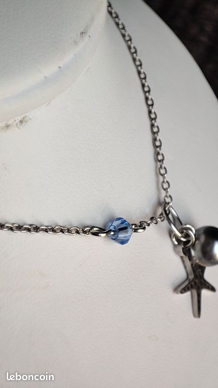 Pendentif SCS, Étoile de mer, Bleu, Placage de ton or par