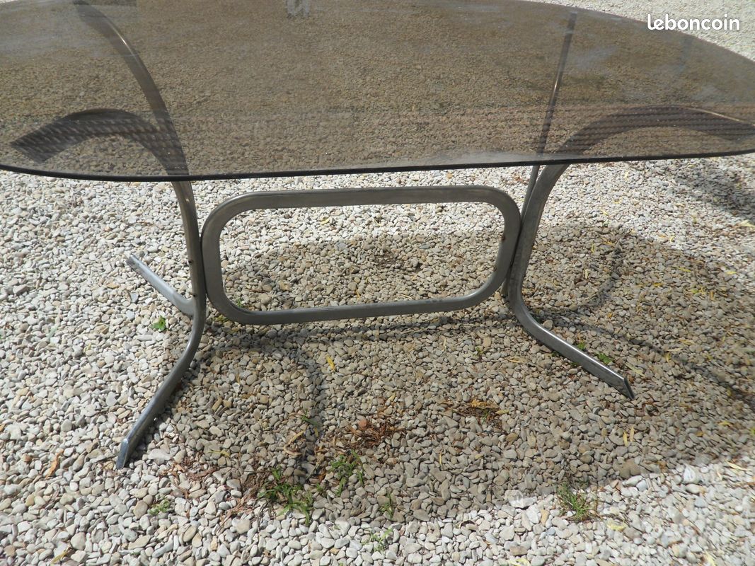 Table a manger vintage en verre (image 1)