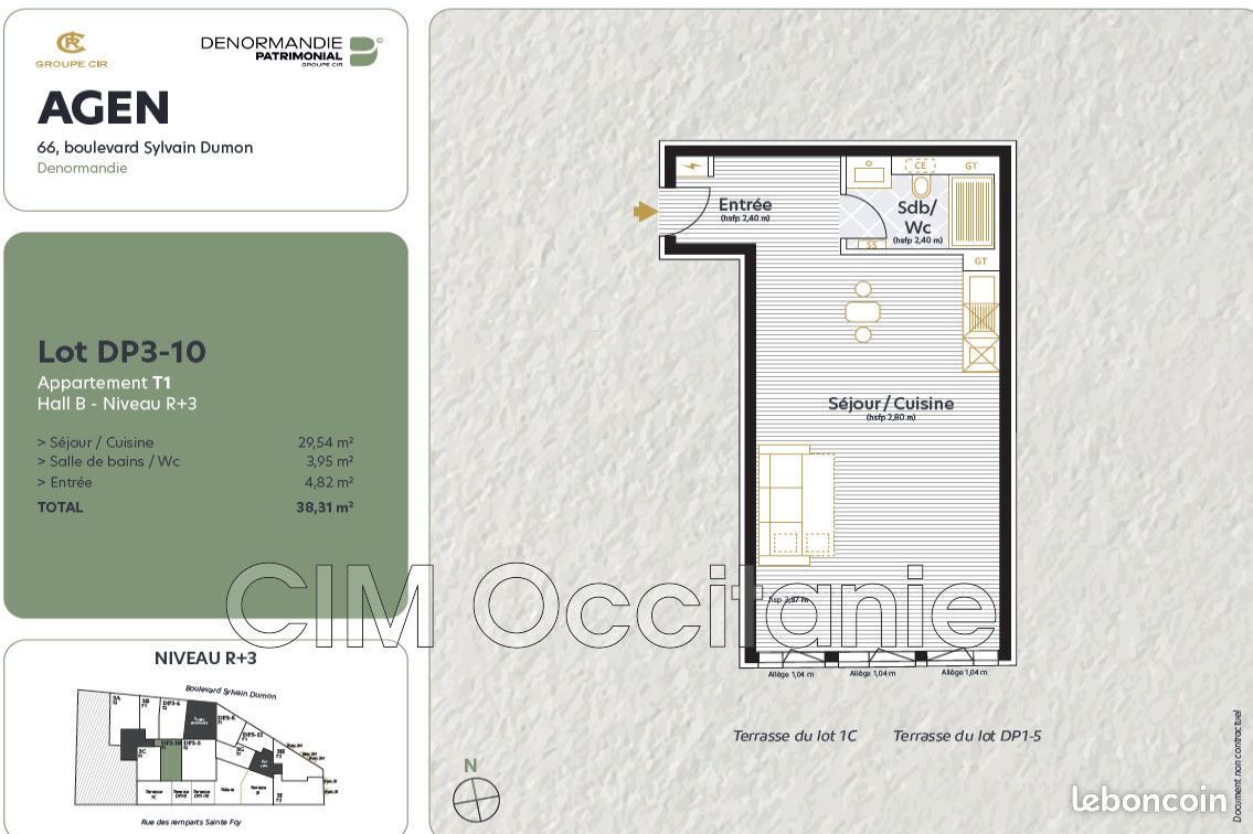 Appartement 1 pièce 38 m² · à Agen · 38 m² · 490 €