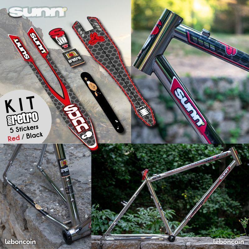 Kit De 7 Stickers SUNN VTT Vintage - Style Néo Rétro Noir - Lot Numéro 3 - Neuf