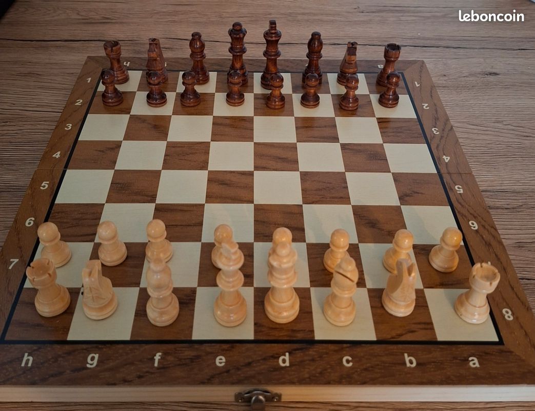 ♟Magnifique jeu d’Échecs magnétiques + Dames Complet en Bois Pliant – Grand Format 34 cm – Neuf (image 1)