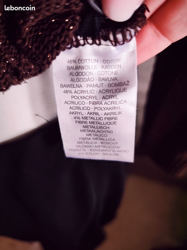 Gilet Yessica C&A marron cuivré pailleté – Taille S – Maille ajourée (image 8)