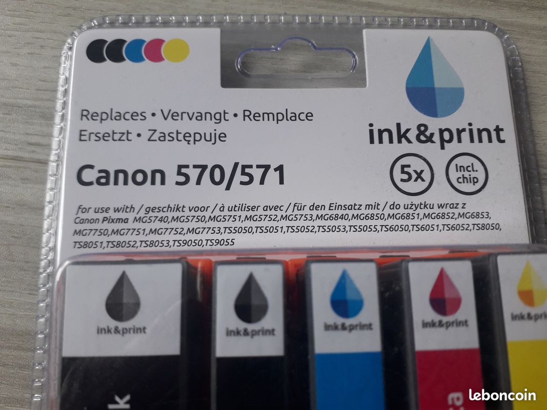 Cartouches D'encre Compatibles Canon PGI-570 CLI-571 - Pour Modèles MG6852/53, MG7750/51 - Neuf