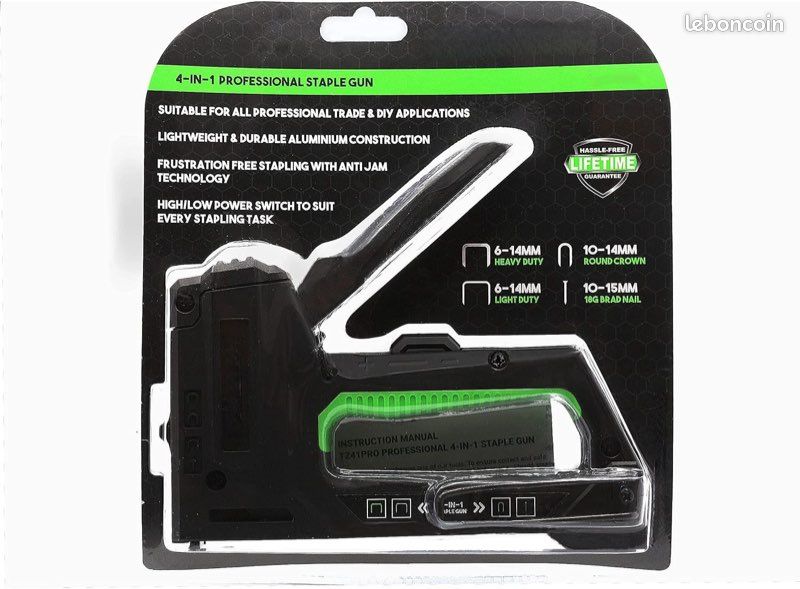 Agrafeuse 4-en-1 pistolet à agrafes professionnel et pack de 1000 agrafes neuve (image 1)