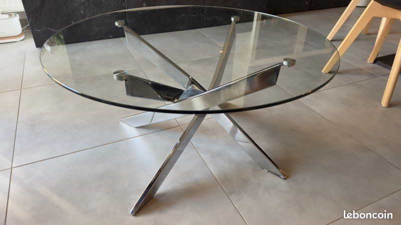 Table basse en verre ronde (image 1)