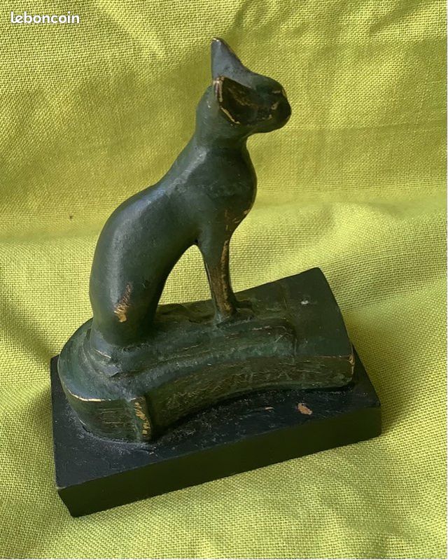 Copie Sculpture Musée Vintage Années 70 Métal + Socle Bois peint (image 3)