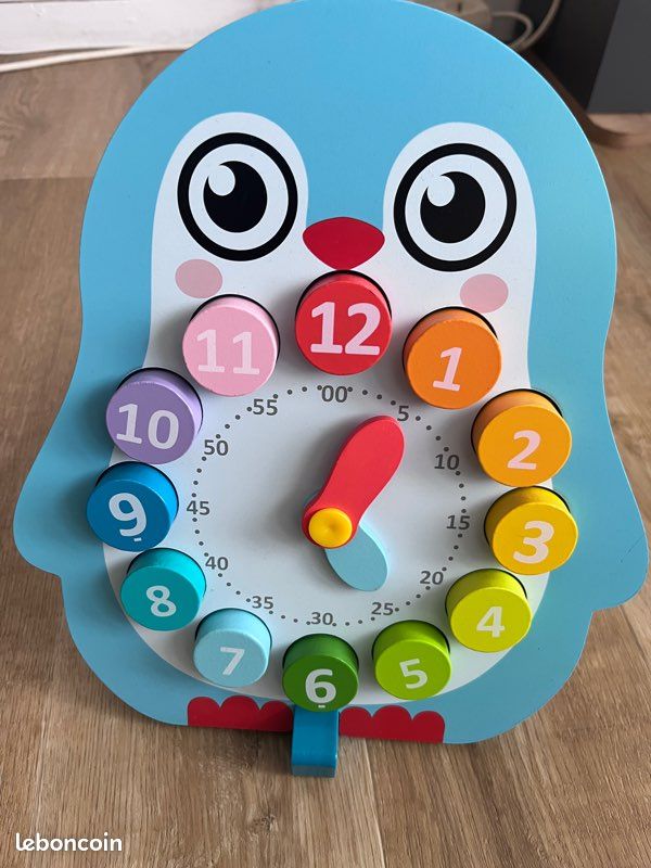 HORLOGE D'ENSEIGNEMENT POUR Les Enfants Jouet Pointeuse Horaire EUR 13