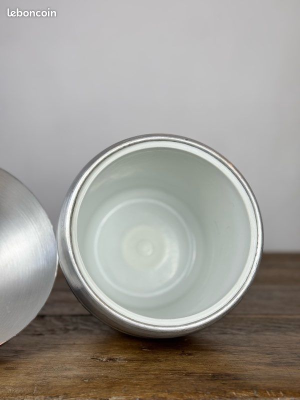Seau à Glace Sphérique Vintage QUIST - Années 60-70 - Plastique Argenté - UK