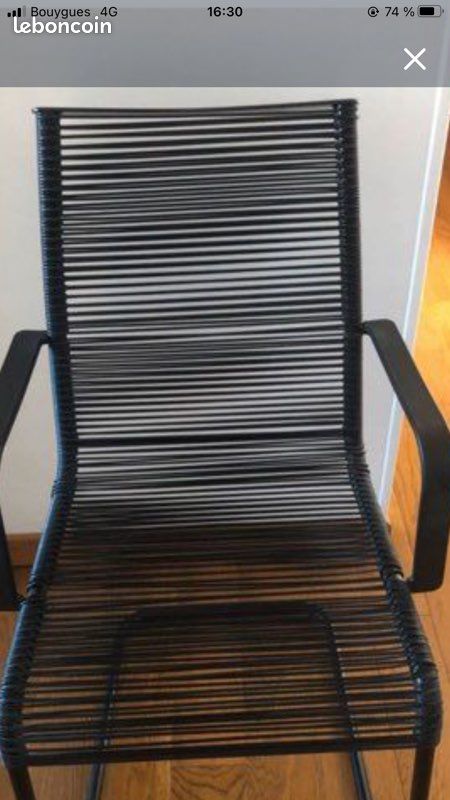 Fauteuil de bureau en corde plastique noire (image 2)