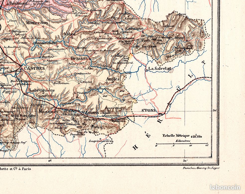 Carte Géographique Ancienne – Département Du Tarn Et Tarn-et-Garonne – Gravure Originale De 1865