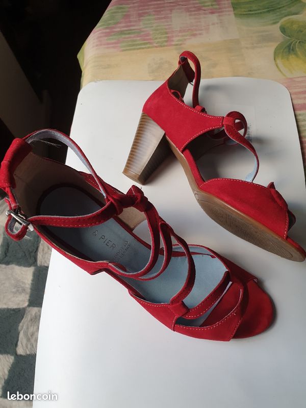 Sandales Roby & Pier cuir vachette rouge (image 1)