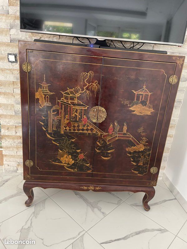 Meuble Buffet bois laqué style asiatique (image 1)