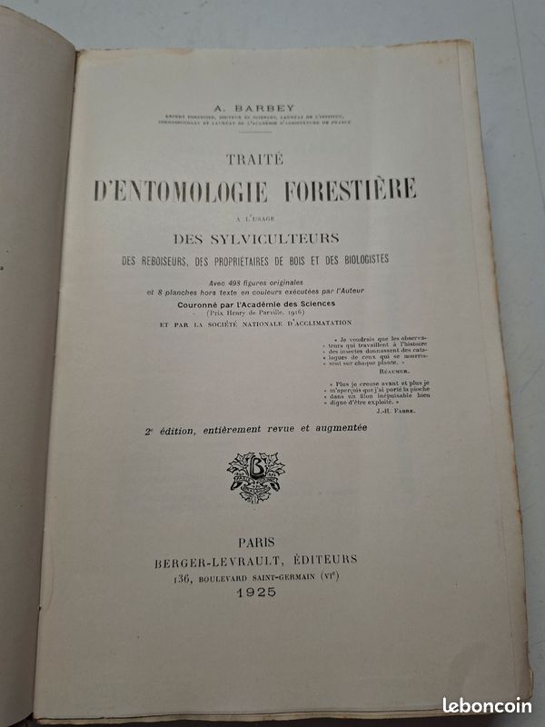 1445J: Traité D Entomologie Forestière A Barbey 1925 8 Planches Couleurs (image 4)