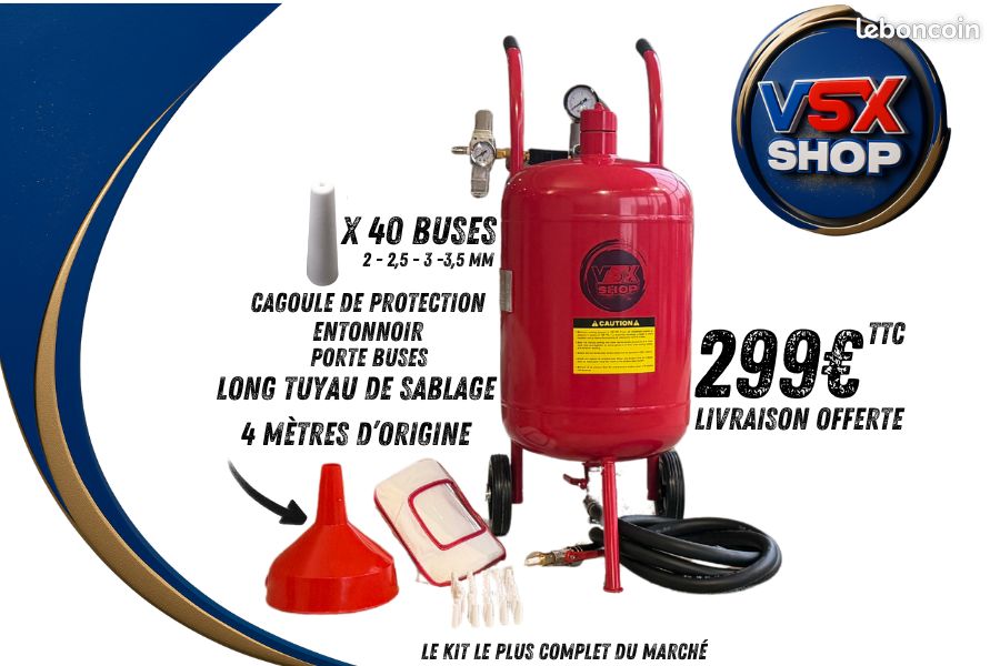 Sableuse Aérogommeuse VSX POP « 37 LITRES » — Réglable en pression — Pacl Accéssoires complet (image 1)
