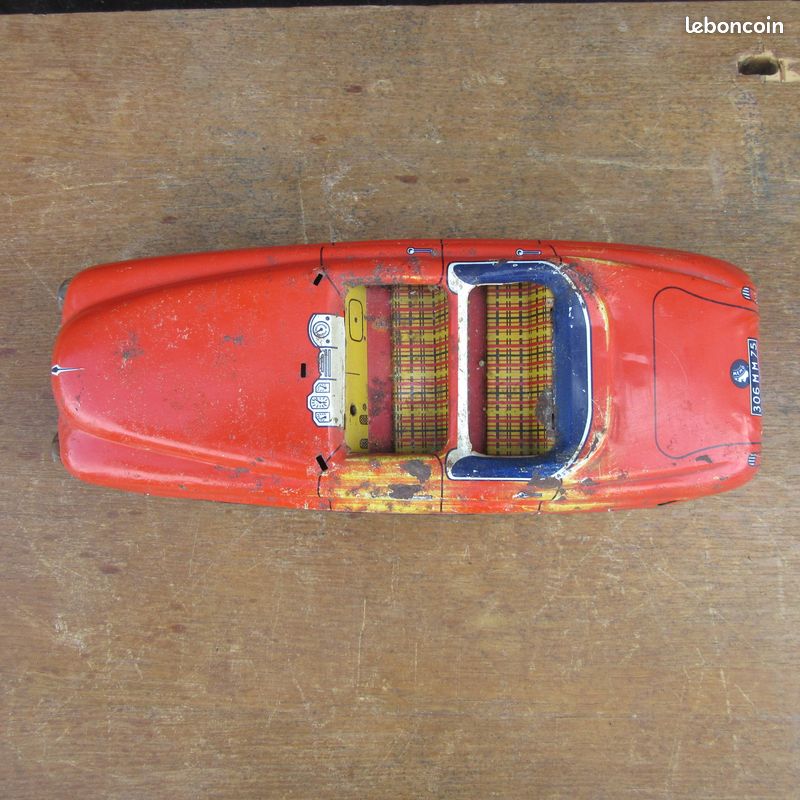 Jouet Ancien Voiture Décapotable En Tôle - Battery Toy Filoguidée Années 50