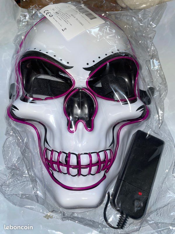 Masque LED Halloween – 2 Masques Lumineux Rouge Et Bleu, 3 Modes – Pour Fêtes, Cosplay, Carnaval – Taille Ajustable