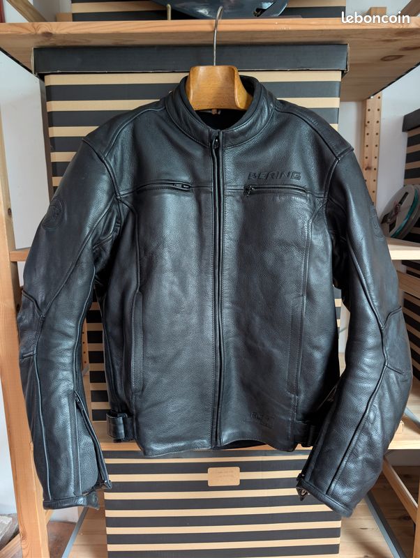 Blouson moto Bering homme – Taille L – Cuir noir (image 1)