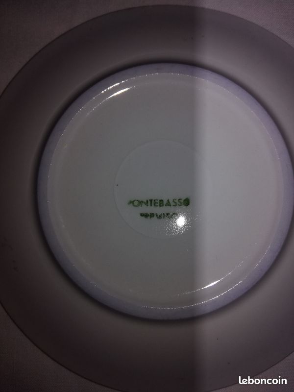 6 sous-tasses crème et bleu foncé en porcelaine, F (image 3)