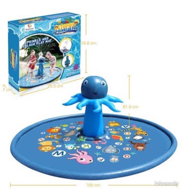 Piscine Pliable Pour Enfants 100 Cm – Tapis D'eau Et Pataugeoire Jaune – Jardin, Plage – Avec Brumisation – Durable