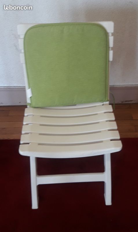 2 chaises pliantes avec coussins vert pomme (image 3)