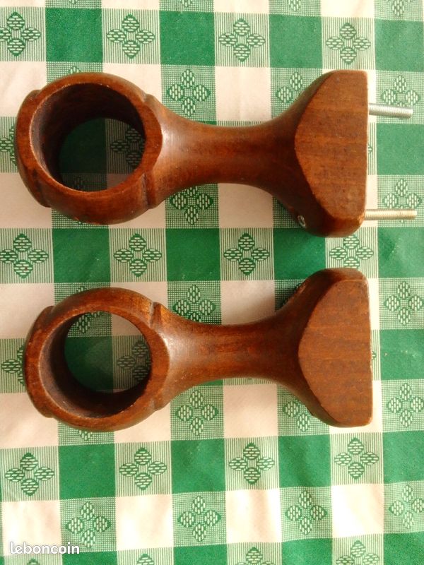 Lot 2 embases en bois marron foncé pour doubles-rideau pour doubl (image 4)