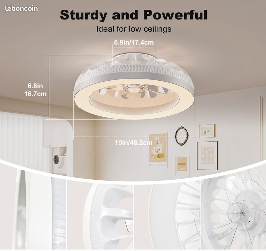 Ventilateur de Plafond avec Éclairage Led, Diamètre 46 cm, Ventilateur de Plafond RGB avec Lumière et Télécommande, 6 Niveaux de Vent - Neuf – Livraison comprise en 5 jours ⭐ ⭐ ⭐ (image 5)